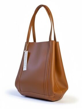 Henny + Lev Brown Shoulder Tote Bag Faux Leather